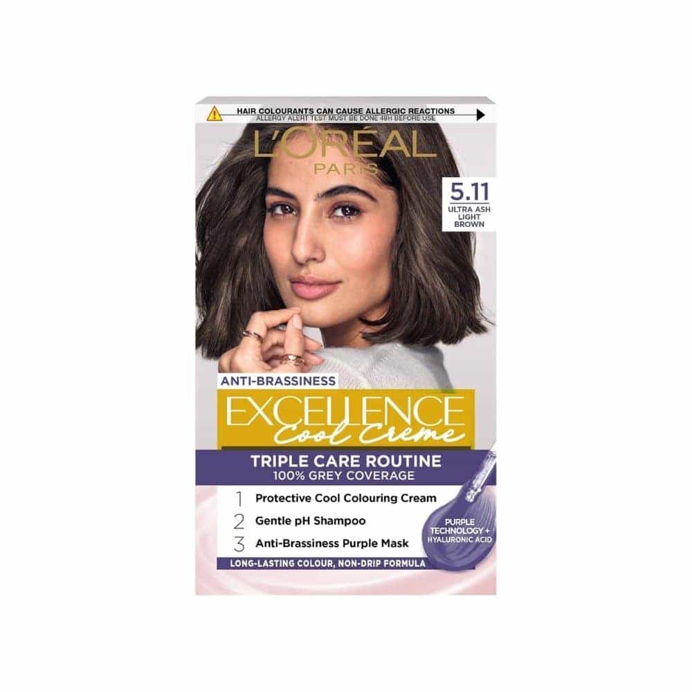 L'Oréal Paris New & Improved Excellence Cool Creme Permanent Hair Dye 5.11 Ultra Ash Light Brown