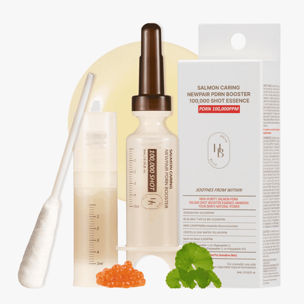 HEVEBLUE Salmon Caring Centella New Pair PDRN Booster 100,000 Shot Essence (1ea)